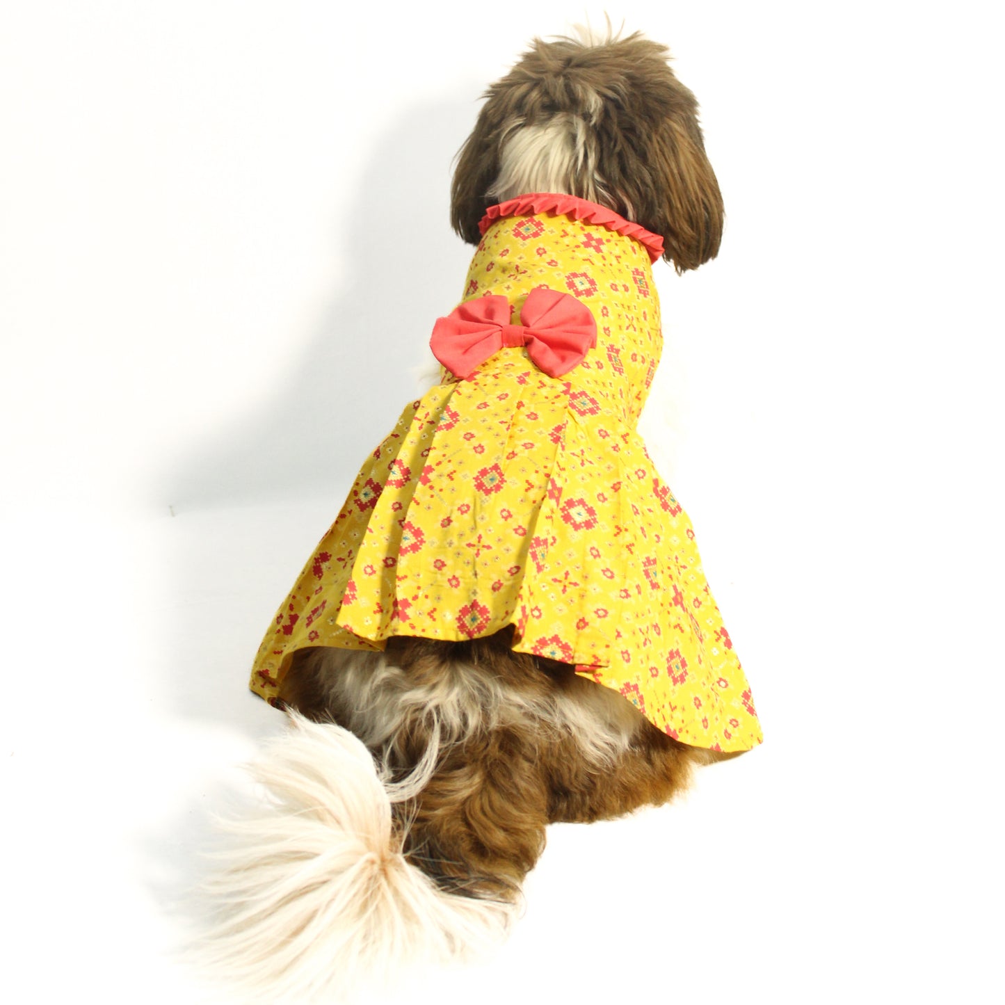 Yellow Block Print Bandani Dress | For Dogs | Pawgy Pets