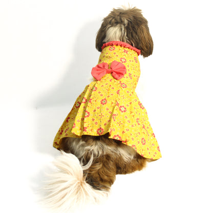 Yellow Block Print Bandani Dress | For Dogs | Pawgy Pets