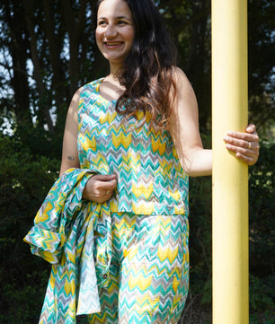 Women Coord Set + Doggo Kurta (Zig-Zag Green)