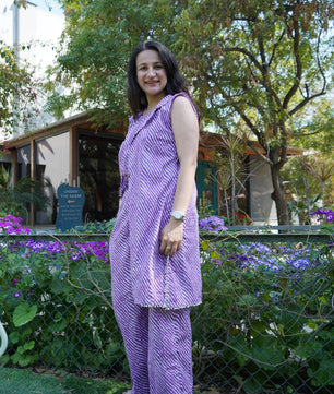 Women Coord Set (Lehriya Purple)