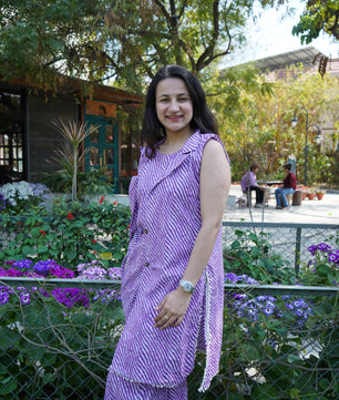 Women Coord Set + Doggo Kurta (Lehriya Purple)