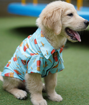 Pawgy Pets Fries over guys Shirt Blue for Dogs