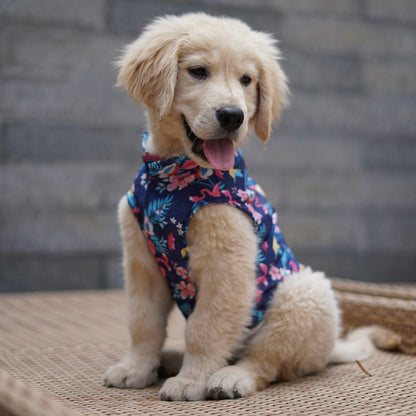 Hawaiian Flamingo Sando | Navy Blue | For Dogs | Pawgy Pets