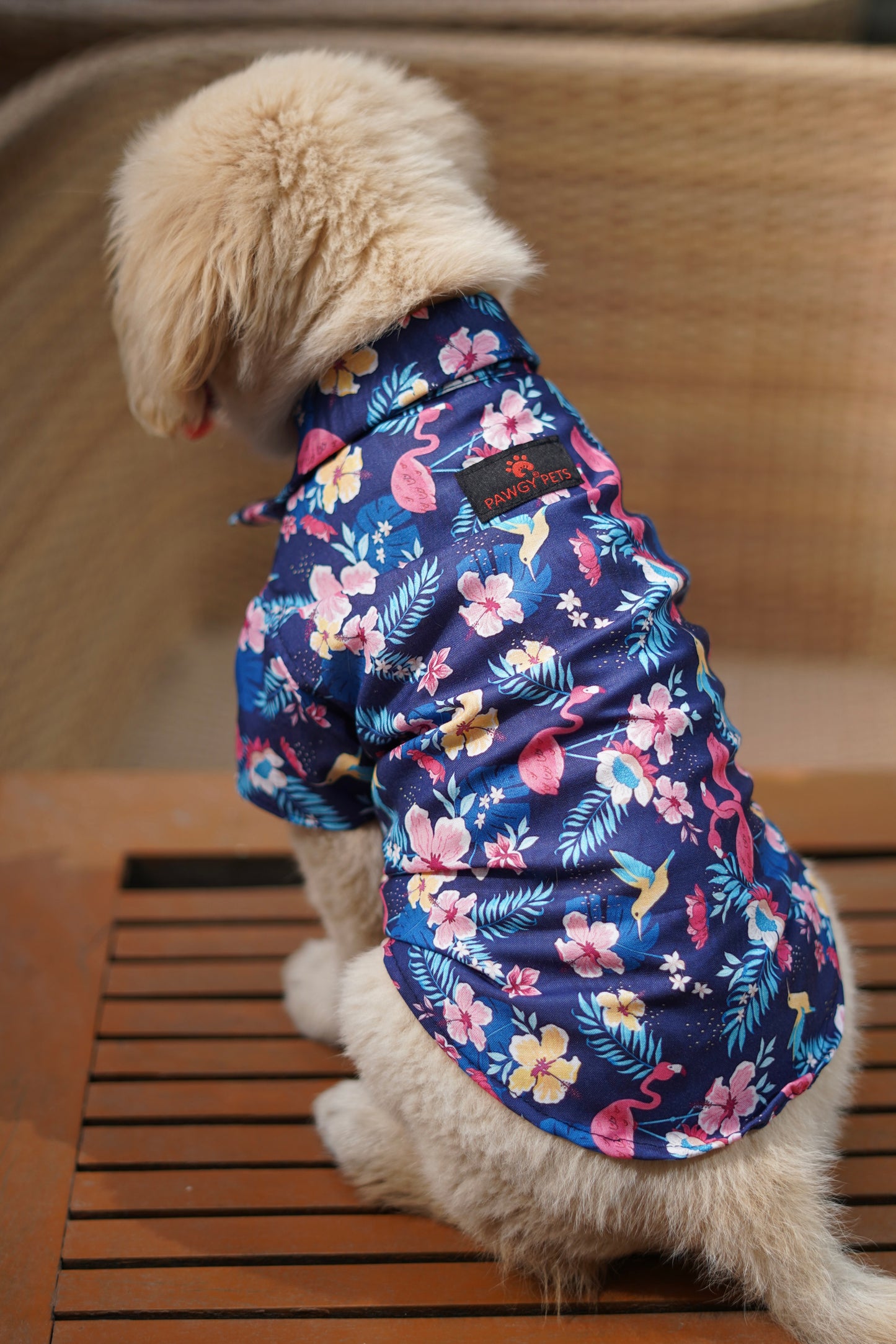 Pawgy Pets Hawaiian Flamingo shirt navy blue for Dogs