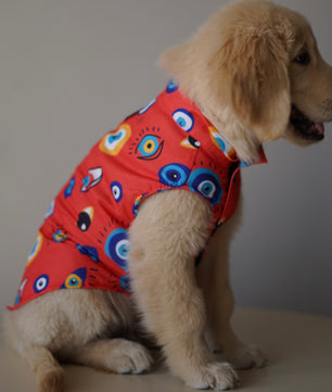 Pawgy Pets Nazar na lage Sando Red for Dogs