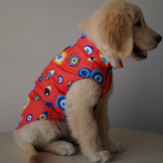 Pawgy Pets Nazar na lage Sando Red for Dogs