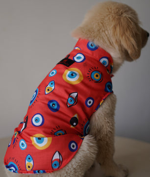 Pawgy Pets Nazar na lage Sando Red for Dogs