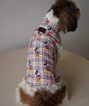 Pawgy Pets Mickey Check sando Beige  for Dogs