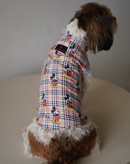 Mickey Check Sando | Beige | For Dogs | Pawgy Pets