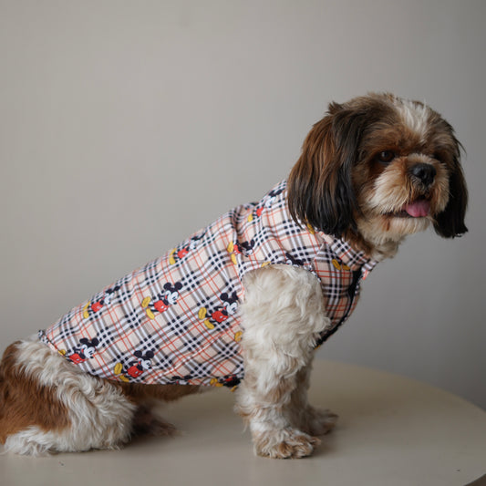 Pawgy Pets Mickey Check sando Beige  for Dogs