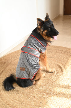 Pawgy Pets Reversible Quilted Jacket (Grey & Black) for Dogs & Cats