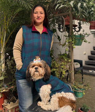Reversible Sleeveless Jacket: Human (Unisex) + Pet Reversible Sando
