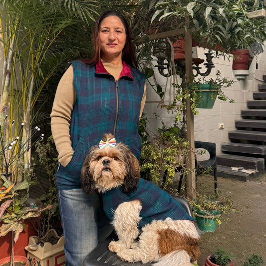 Reversible Sleeveless Jacket: Human (Unisex) + Pet Reversible Sando