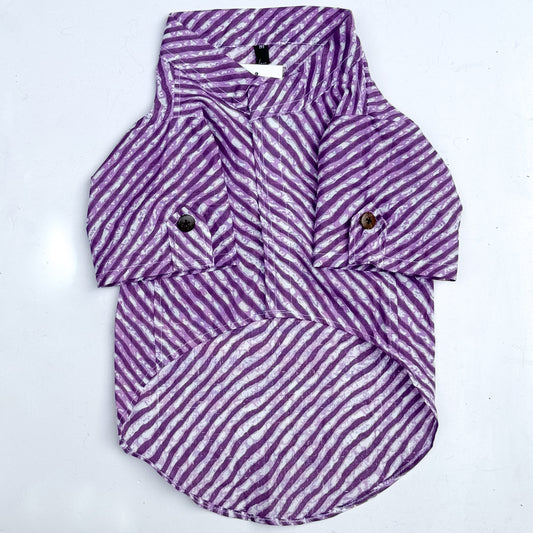 Pawgy Pets Lehriya kurta purple for Cats