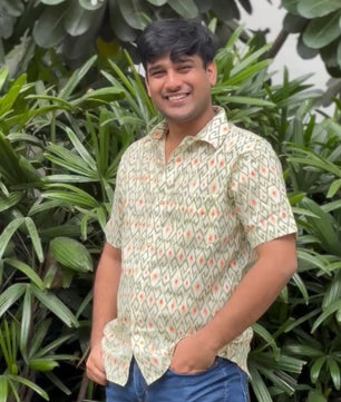 Men’s Shirt (Off white with Orange)