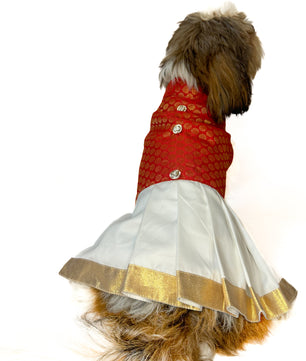 South Indian Traditional Kurta-Mundu Red for Dogs