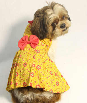Pawgy Pets Block Print Bandani Dress Yellow for Dogs