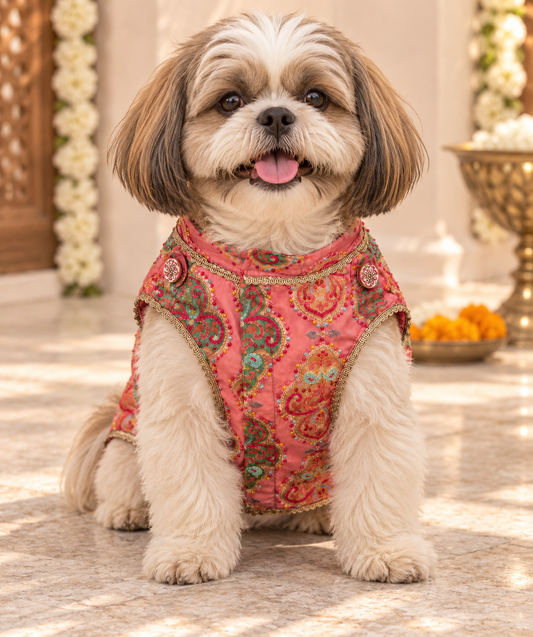 Peach Embroidered Kurta | Luxe Collection | Pawgy Pets