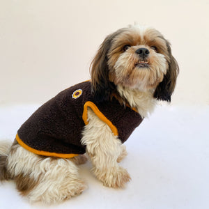 Chocolate Brown & Mustard Fleece Vest | For Dogs & Cats | Pawgy Pets