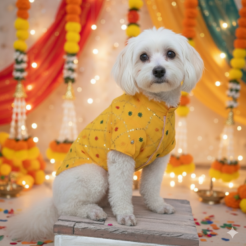 Yellow Festive Shirt | For Dogs | Pawgy Pets