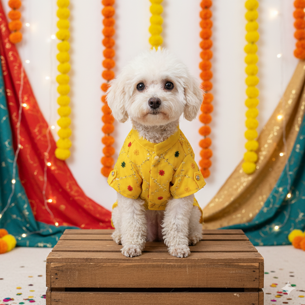 Yellow Festive Shirt | For Dogs | Pawgy Pets