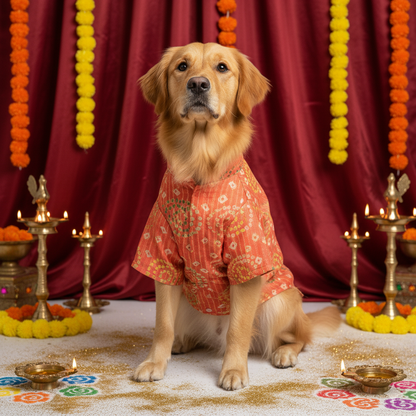 Peach Silk Kurta | For Dogs | Pawgy Pets