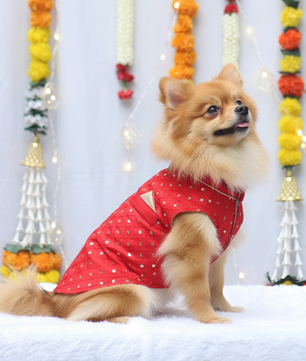 Pawgy Pets Red Shahi Kurta for Dogs