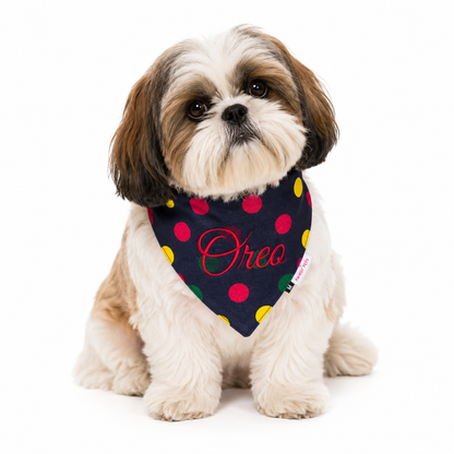 Denim Multi Polka Bandana | Personalised for Dogs | Pawgy Pets