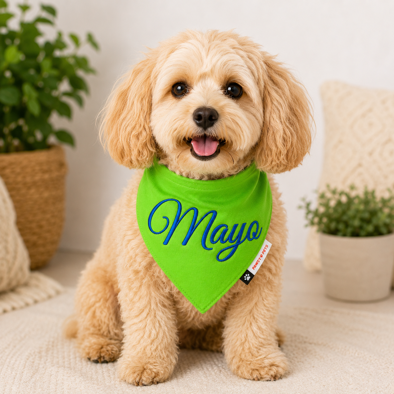 Lime Green Bandana | Personalised for Dogs | Pawgy Pets