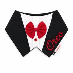 Pawgy Pets Personalised Formal Tux Bandana: Black for Dogs & Cats