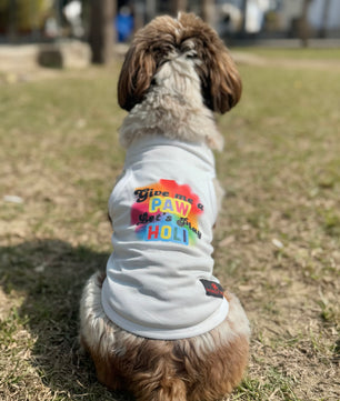 Pawgy Pets “Give me a Paw let’s play Holi” T-shirt for Dogs and Cats