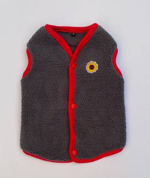 Pawgy Pets Cute Fleece Vest: Grey & Red for Dogs & Cats