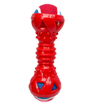Pawgy Pets  Double Ball Dumbbell Chew Toy With Natural Rubber For Dog (Red)