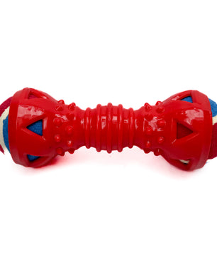 Pawgy Pets  Double Ball Dumbbell Chew Toy With Natural Rubber For Dog (Red)