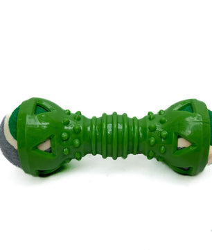 Pawgy Pets  Double Ball Dumbbell Chew Toy With Natural Rubber For Dog (Green)