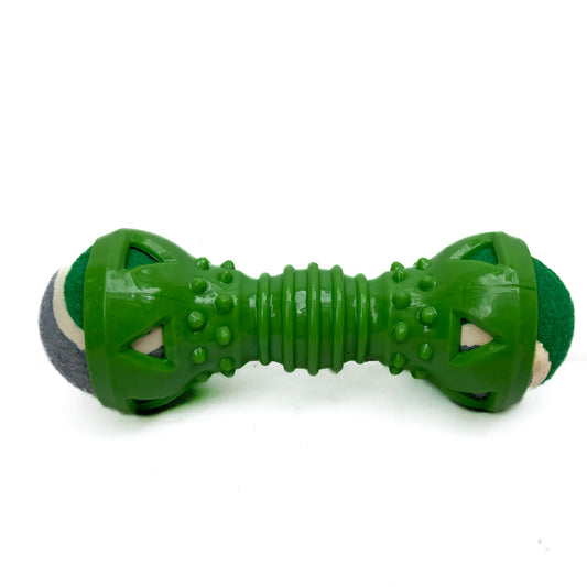 Pawgy Pets  Double Ball Dumbbell Chew Toy With Natural Rubber For Dog (Green)