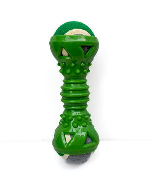 Pawgy Pets  Double Ball Dumbbell Chew Toy With Natural Rubber For Dog (Green)