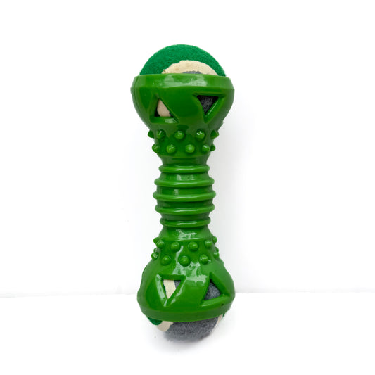 Pawgy Pets  Double Ball Dumbbell Chew Toy With Natural Rubber For Dog (Green)