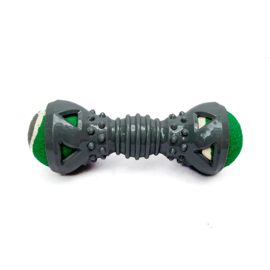 Pawgy Pets  Double Ball Dumbbell Chew Toy With Natural Rubber For Dog (Grey)