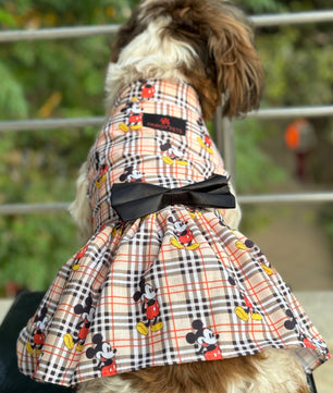 Pawgy Pets Mickey Check Dress Beige for Dogs