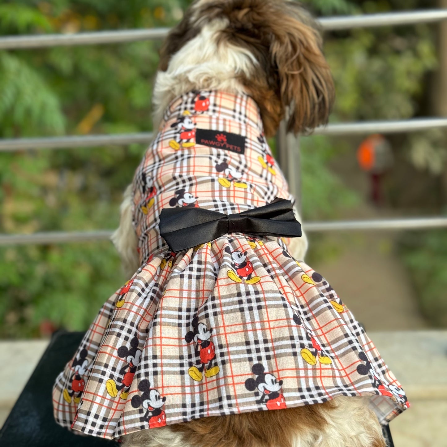 Pawgy Pets Mickey Check Dress Beige for Dogs