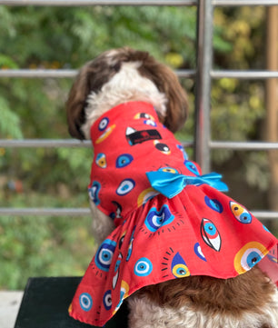 Pawgy Pets Nazar na lage Dress Red for Dogs