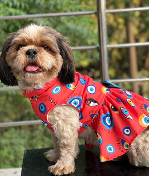 Pawgy Pets Nazar na lage Dress Red for Dogs