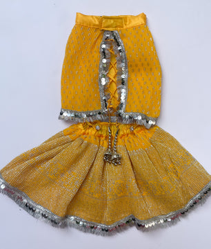 Pawgy Pets Pleaty Yellow Lehenga for Dogs & Cats