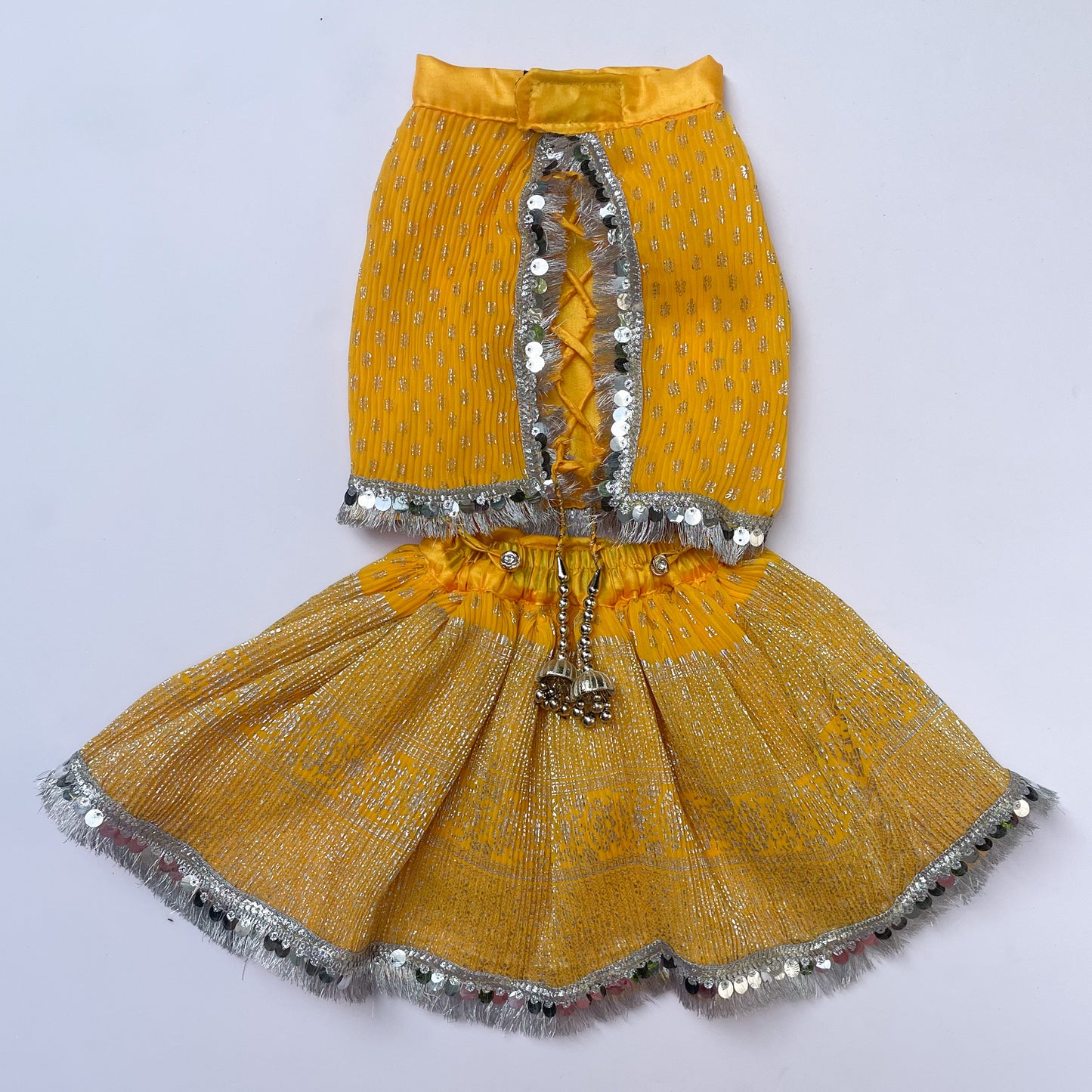 Pawgy Pets Pleaty Yellow Lehenga for Dogs & Cats