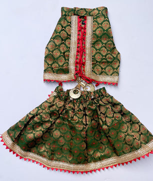 Pawgy Pets Green Brocade Lehenga for Dogs & Cats