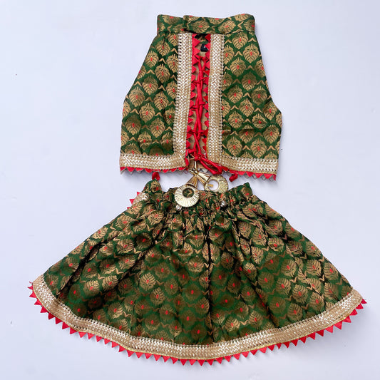 Pawgy Pets Green Brocade Lehenga for Dogs & Cats