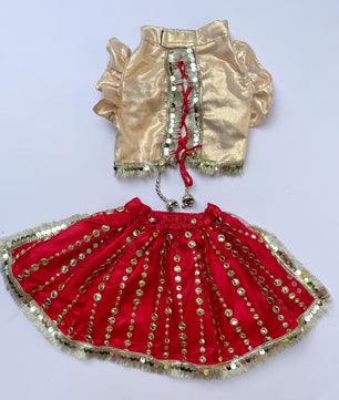 Pawgy Pets Red with Gold Lehenga for Dogs & Cats