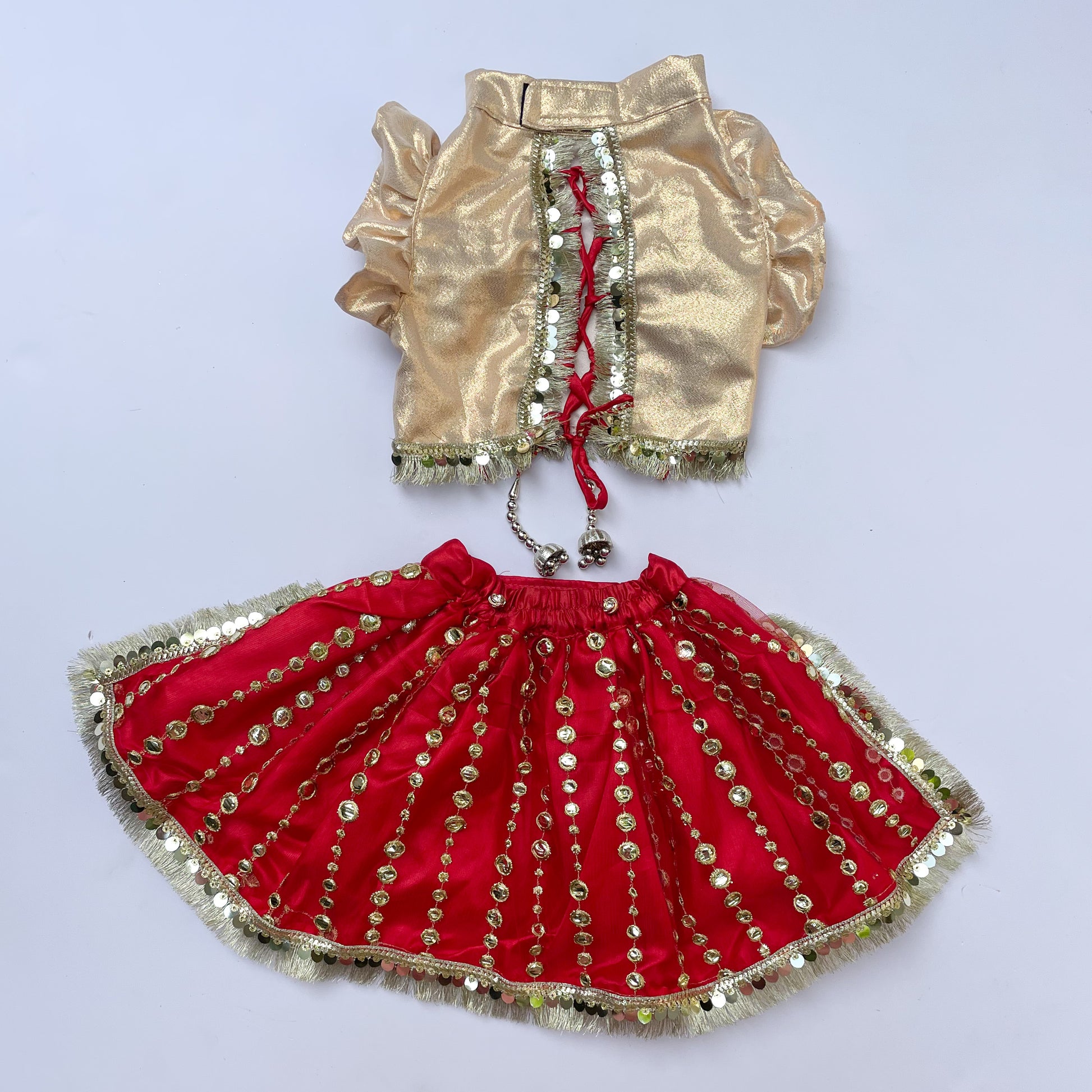Pawgy Pets Red with Gold Lehenga for Dogs & Cats