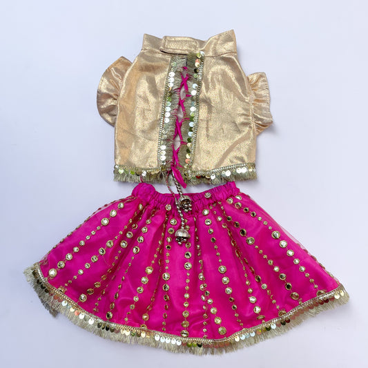 Pawgy Pets Pink with Gold Lehenga for Dogs & Cats